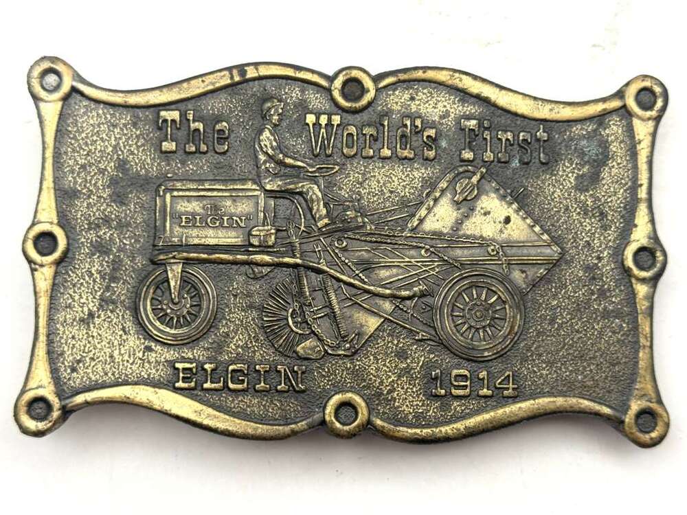 Vintage Lewis Buckles Chicago Elgin 1914 World's First Brass-Tone Belt Buckle